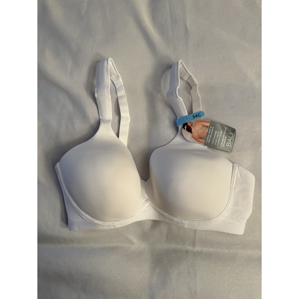 NEW Bali Bra Bali Coolest Smoothing Bra White Foam Cups DF4582 Womens Size 34C